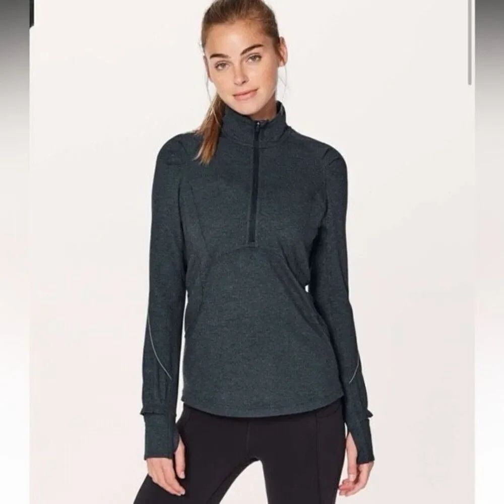 LULULEMON | extra mile half zip heathered blue black 6